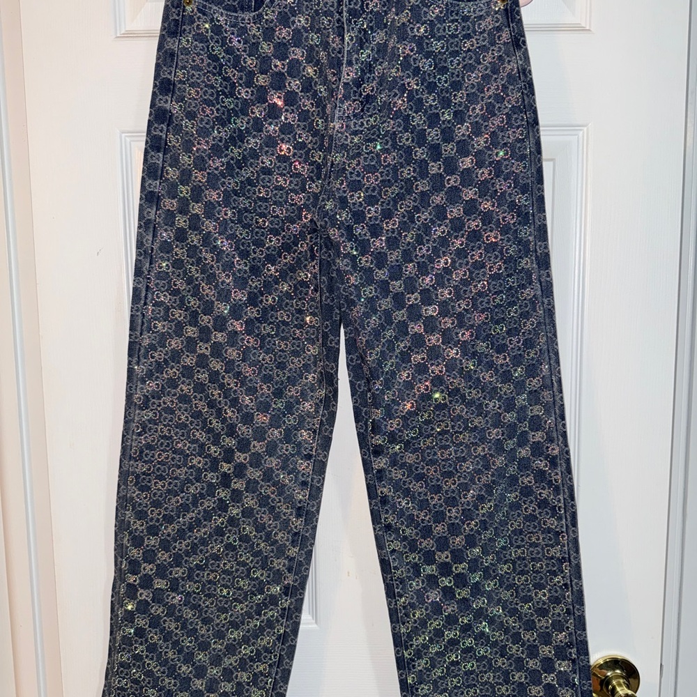 Rhinestone Patterned Women Jeans